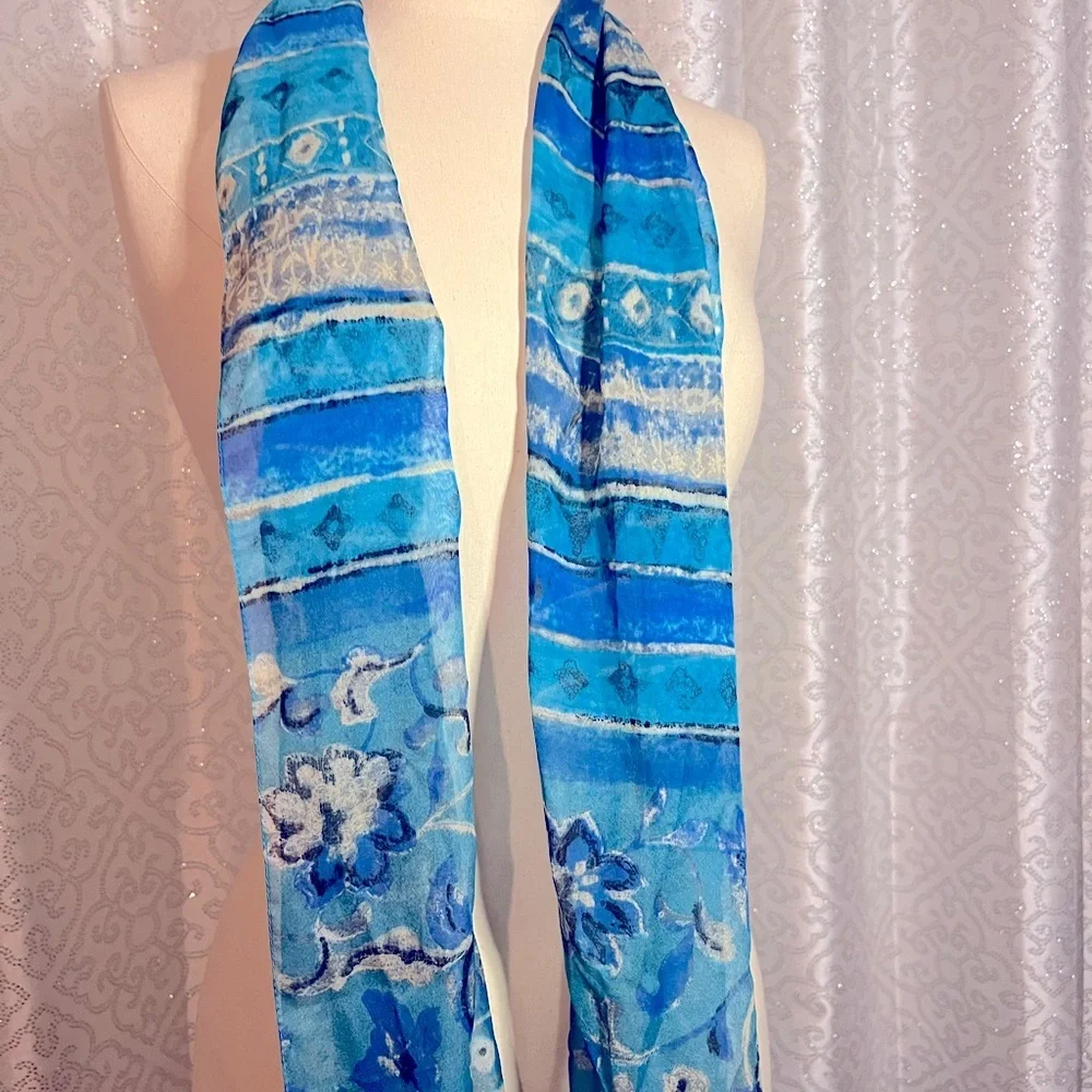 Blue & Gray silk scarf